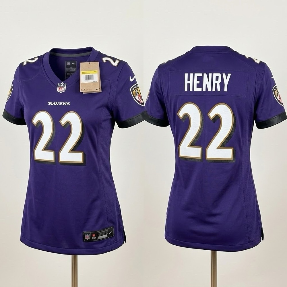 NEW Nike Derrick Henry #22 Baltimore Ravens Women’s Small NFL Game Jersey Purple